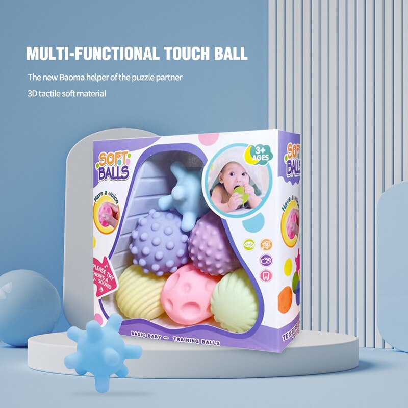 6 PCS Baby Toys Sensory Balls For Children Textured Hand Touch Ball Soft Massage Ball Infant Rattle Senses Toys